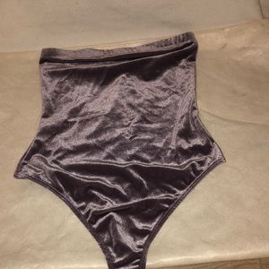 Purple Velvet glitter bodysuit tube top